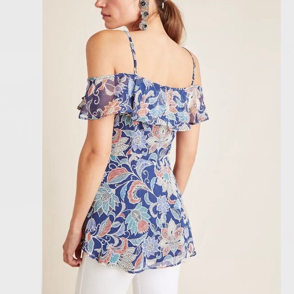 Maeve Mariposa Open-Shoulder Ruffled Floral Top Size 8 NWT - Picture 16 of 16